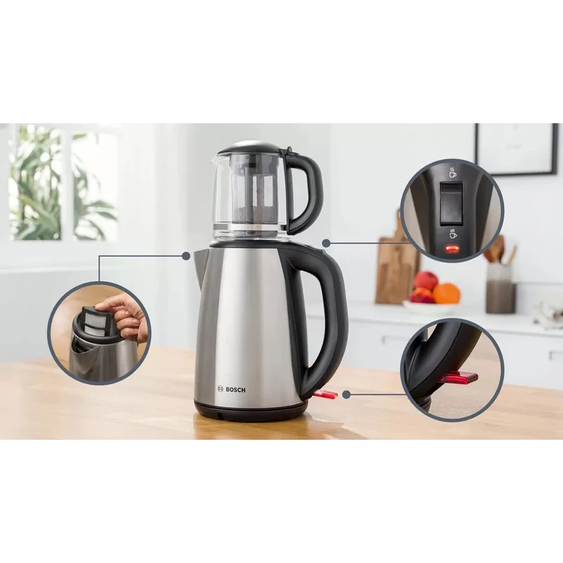 چای ساز برقی بوش مدل TTA5603 | دمآوری سریع و خوشعطر | گرمنگهدارنده | کتری ۱.۷ لیتری